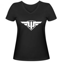 Жіноча футболка з V-подібним вирізом World of Warplanes Logo - PrintSalon