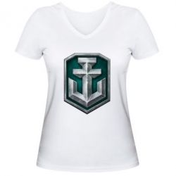 Жіноча футболка з V-подібним вирізом World of Warships Main Logo - PrintSalon