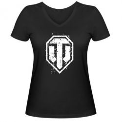 Женская футболка с V-образным вырезом WOT Logo - PrintSalon