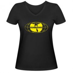 Женская футболка с V-образным вырезом Wu-Tang World-PrintSalon Женская футболка с V-образным вырезом Wu-Tang World