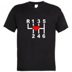 Мужская футболка  с V-образным вырезом Я люблю механическую коробку передач! - PrintSalon