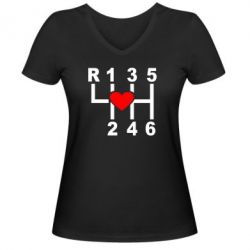 Женская футболка с V-образным вырезом Я люблю механическую коробку передач! - PrintSalon