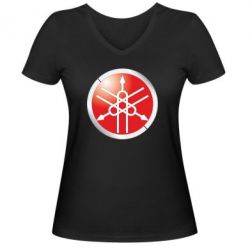 Женская футболка с V-образным вырезом Yamaha Logo 3D - PrintSalon