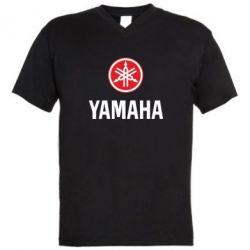 Мужская футболка  с V-образным вырезом Yamaha Logo(R+W) - PrintSalon