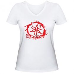 Женская футболка с V-образным вырезом Yamaha Moto - PrintSalon