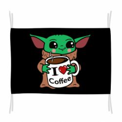 Флаг Yoda and a mug with the inscription I love coffee - PrintSalon