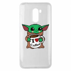 Чехол для Xiaomi Pocophone F1 Yoda and a mug with the inscription I love coffee - PrintSalon