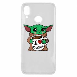 Чехол для Huawei P Smart Plus 2018 Yoda and a mug with the inscription I love coffee - PrintSalon