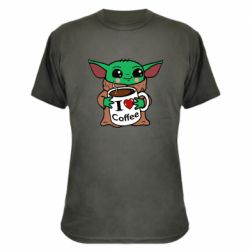 Камуфляжная футболка Yoda and a mug with the inscription I love coffee - PrintSalon