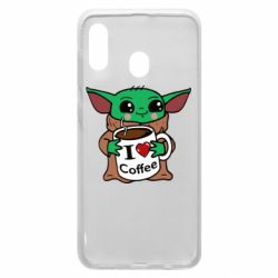 Чехол для Samsung A20 Yoda and a mug with the inscription I love coffee - PrintSalon