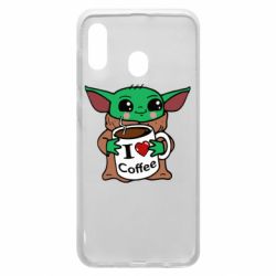Чехол для Samsung A30 Yoda and a mug with the inscription I love coffee - PrintSalon