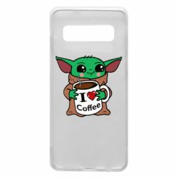 Чехол для Samsung S10 Yoda and a mug with the inscription I love coffee - PrintSalon