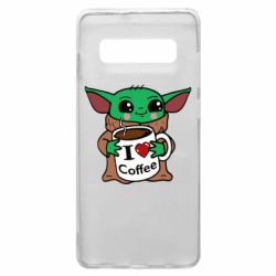 Чехол для Samsung S10+ Yoda and a mug with the inscription I love coffee - PrintSalon