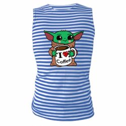 Майка-тельняшка Yoda and a mug with the inscription I love coffee - PrintSalon