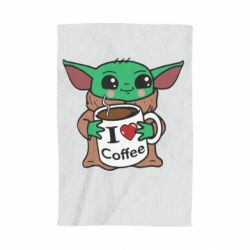 Полотенце с принтом Yoda and a mug with the inscription I love coffee - PrintSalon