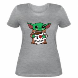 Женская футболка Yoda and a mug with the inscription I love coffee - PrintSalon
