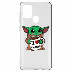 Чехол для Samsung A21s Yoda and a mug with the inscription I love coffee - PrintSalon