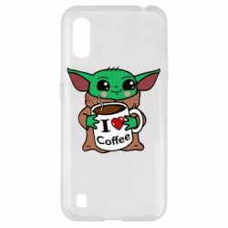 Чехол для Samsung A01/M01 Yoda and a mug with the inscription I love coffee