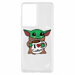 Чехол для Samsung S21 Ultra Yoda and a mug with the inscription I love coffee - PrintSalon