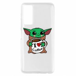 Чехол для Huawei P Smart 2021 Yoda and a mug with the inscription I love coffee - PrintSalon