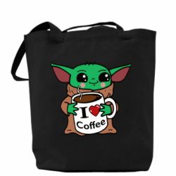 Эко-сумка Yoda and a mug with the inscription I love coffee - PrintSalon