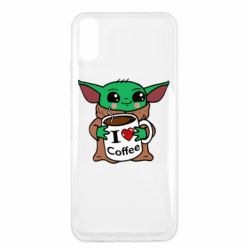 Чехол для Xiaomi Redmi 9a Yoda and a mug with the inscription I love coffee
