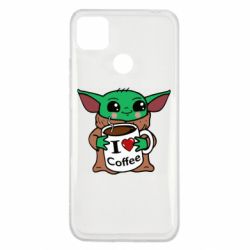 Чехол для Xiaomi Redmi 9c Yoda and a mug with the inscription I love coffee