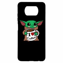 Чехол для Xiaomi Poco X3 Yoda and a mug with the inscription I love coffee - PrintSalon