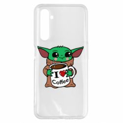 Чехол для Realme 6 Pro Yoda and a mug with the inscription I love coffee - PrintSalon