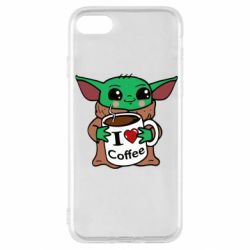 Чехол для iPhone SE 2022 Yoda and a mug with the inscription I love coffee - PrintSalon