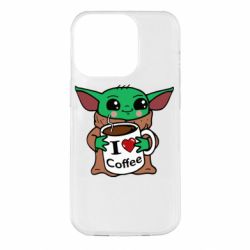 Чехол для iPhone 14 Pro Yoda and a mug with the inscription I love coffee - PrintSalon
