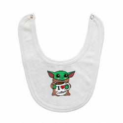 Слюнявчик  Yoda and a mug with the inscription I love coffee