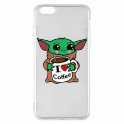 Чехол для iPhone 6 Plus/6S Plus Yoda and a mug with the inscription I love coffee - PrintSalon
