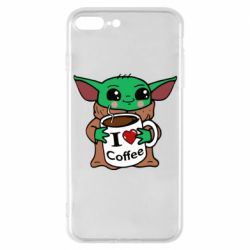 Чехол для iPhone 7 Plus Yoda and a mug with the inscription I love coffee - PrintSalon