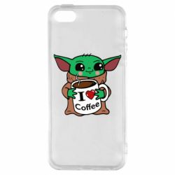 Чехол для iPhone5/5S/SE Yoda and a mug with the inscription I love coffee - PrintSalon