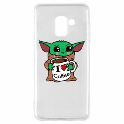 Чехол для Samsung A8 2018 Yoda and a mug with the inscription I love coffee - PrintSalon