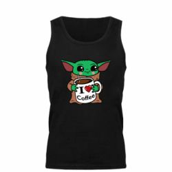 Мужская майка Yoda and a mug with the inscription I love coffee - PrintSalon