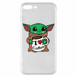 Чехол для iPhone 8 Plus Yoda and a mug with the inscription I love coffee - PrintSalon