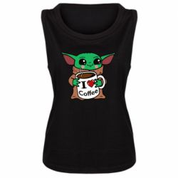 Женская майка Yoda and a mug with the inscription I love coffee - PrintSalon