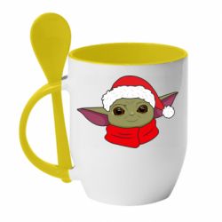 Чашка с ложкой Yoda santa - PrintSalon