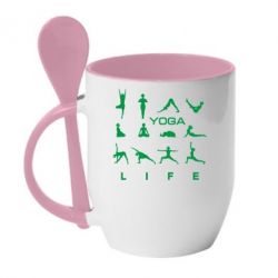 Чашка з ложкою Йога life 2 - PrintSalon
