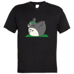 Мужская футболка  с V-образным вырезом Yoga totoro - PrintSalon