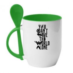 Чашка з ложкою You cant save the world alone - PrintSalon