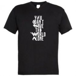 Чоловіча футболка з V-подібним вирізом You cant save the world alone - PrintSalon