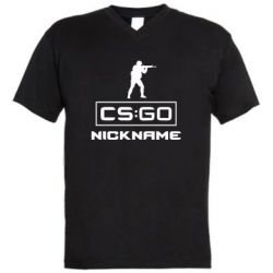 Мужская футболка  с V-образным вырезом Ваш псевдоним в игре CsGo - PrintSalon