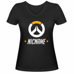 Женская футболка с V-образным вырезом Your Nickname Overwatch - PrintSalon