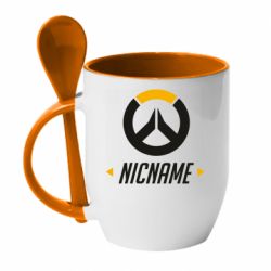 Чашка с ложкой Your Nickname Overwatch - PrintSalon