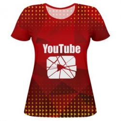 Женская футболка 3D Youtube low poly-PrintSalon Женская футболка 3D Youtube low poly