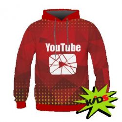 Детское 3D худи Youtube low poly-PrintSalon Детское 3D худи Youtube low poly
