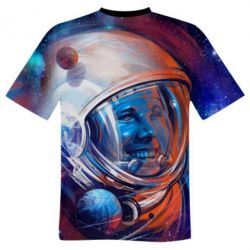 Мужская футболка 3D Yuri Gagarin Cosmonaut-PrintSalon Мужская футболка 3D Yuri Gagarin Cosmonaut